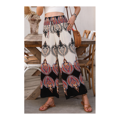 Bild von Boho-Hose mit gesmokter Taille und geradem Bein