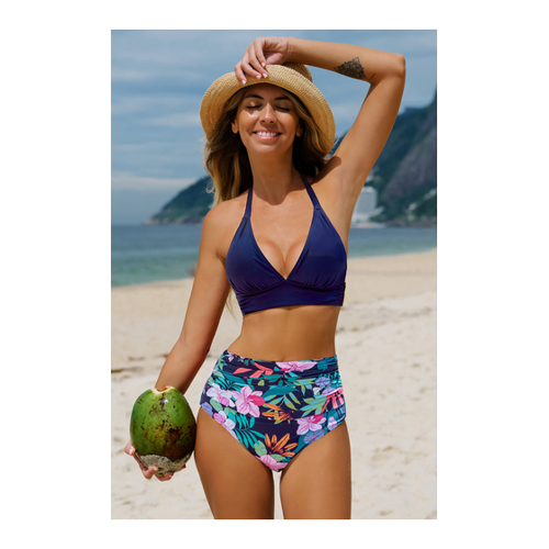 Bild von Neckholder-Bikini-Oberteil und Retro Bauchweg-Bikinihose – ideal für den Strand