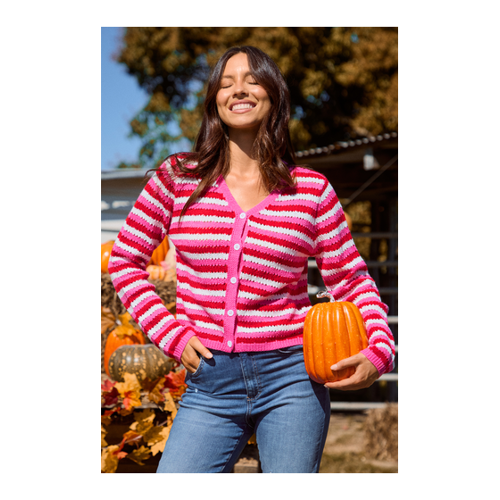 Bild von Gestreifte Strickjacke mit langen Ärmeln