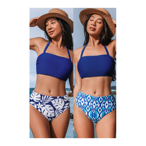 Bild von Blaues Neckholder-Bikini-Oberteil & Wende-Bikinihose