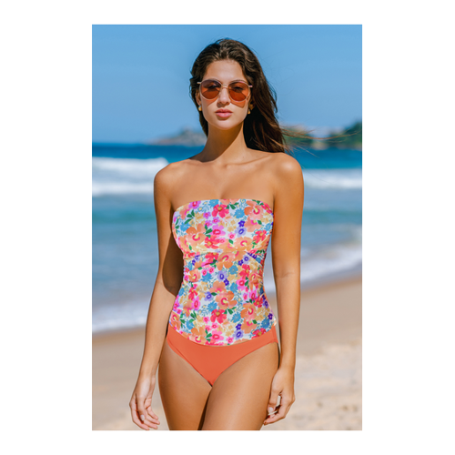 Bild von Florales Cabrio-Tankini-Oberteil & Standard-Rise Unterteil Set
