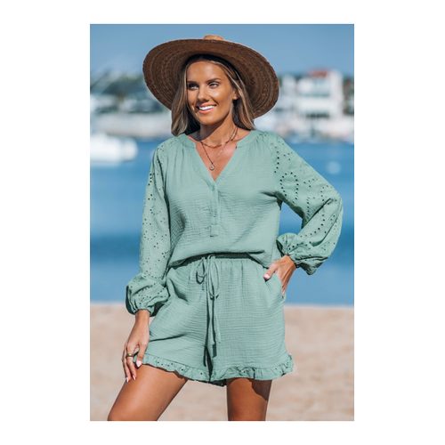 Bild von Kombiniertes Oberteil und Shorts Set - Charmant und Bequem