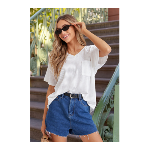 Bild von Weißes Oversized Drop-Shoulder-Top