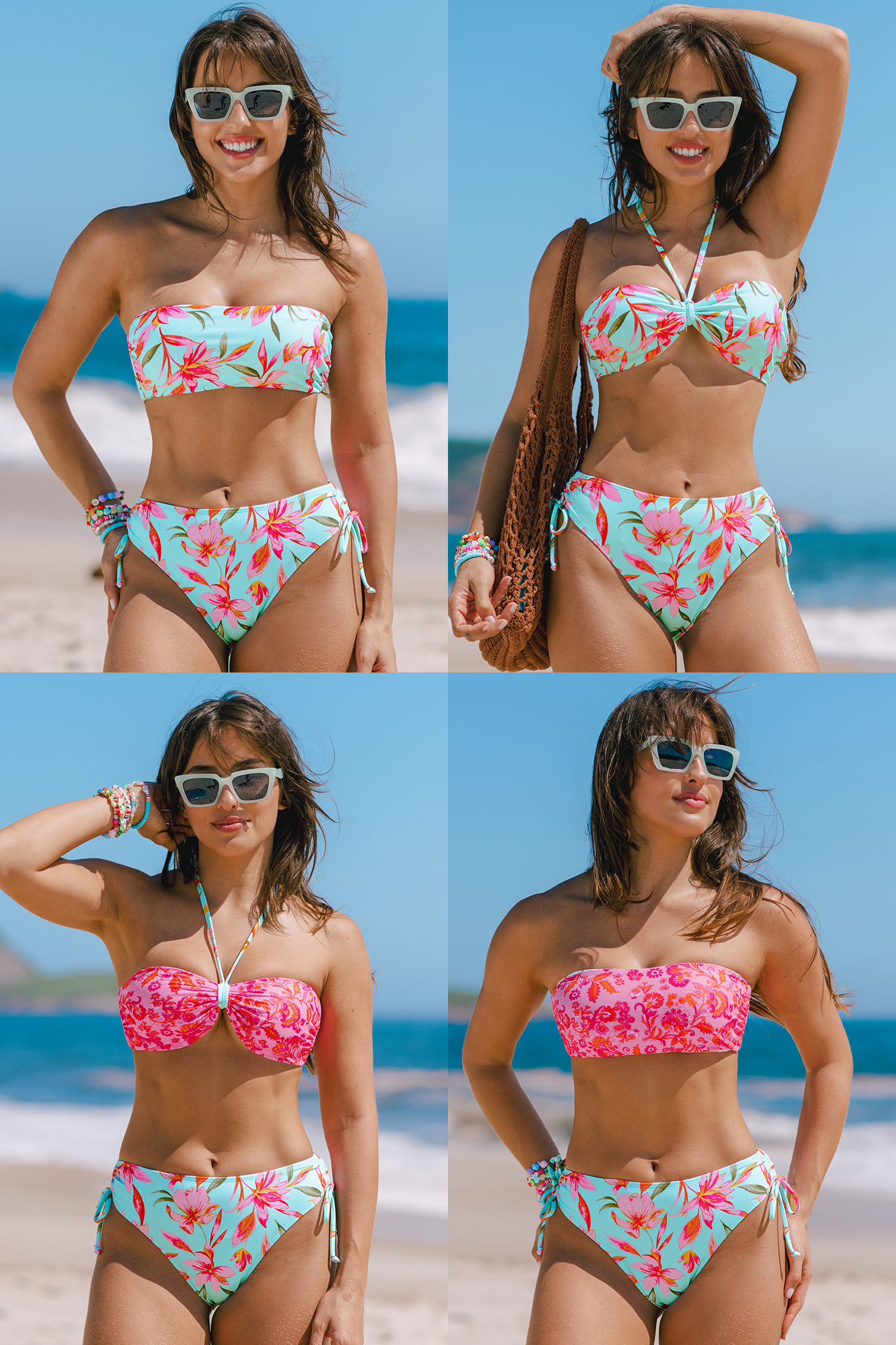 Bild von Wendbares Bandeau-Oberteil und geraffte Bikinihose