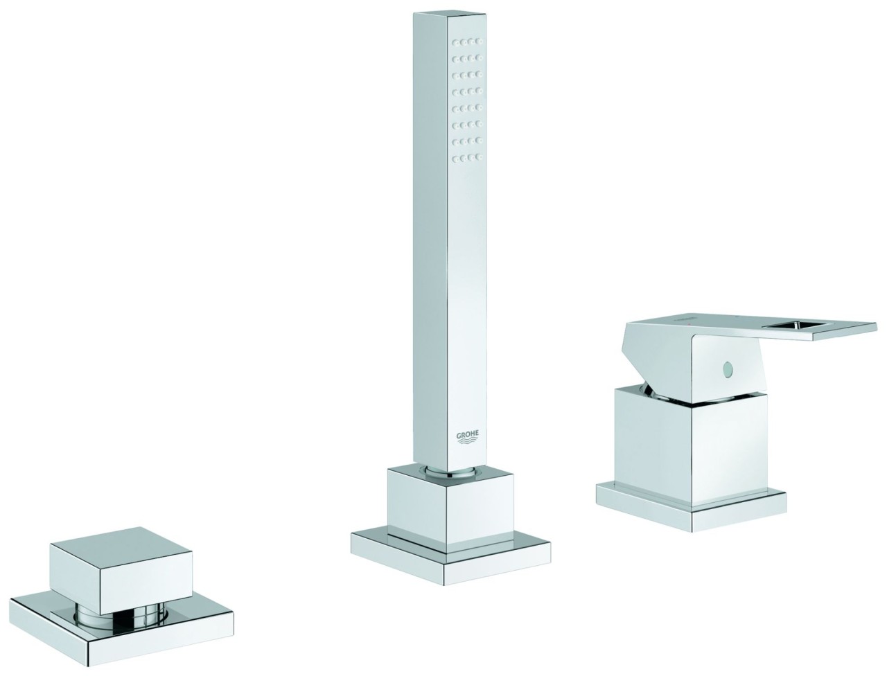 Bild von Grohe Eurocube 3-Loch Einhand-Wannenkombinaton, DN 15GROHE SilkMove 46 mm KeramikkartuscheGROHE StarLight® Chromoberflächenbestehend aus :EHM Bedienelementohne Auslauf   Umstellung Wanne/BrauseHandbrause Euphoria Cube ( 27 699) 9,5 l/minMetallbrauseschlauch 2000 mmflexible Anschlussschläuche  Anschluss für BrauseschlauchEigensicher gegen Rückfließenkann mit 29 037 000 verwendet werdenzur Kombination mit Talentofill 28 990 / 28 991