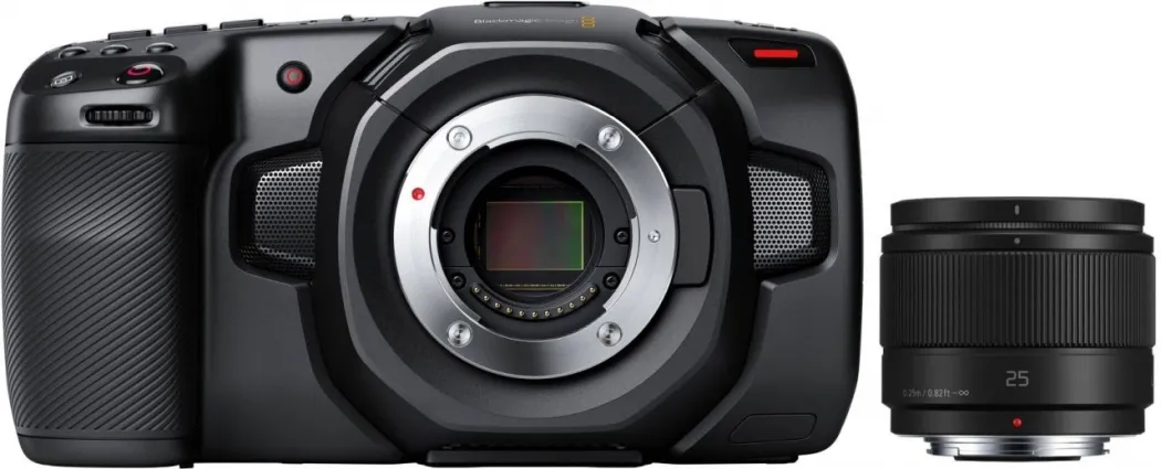 Bild von Blackmagic Pocket Cinema 4K + Panasonic Lumix G 25mm f1,7 schwarz