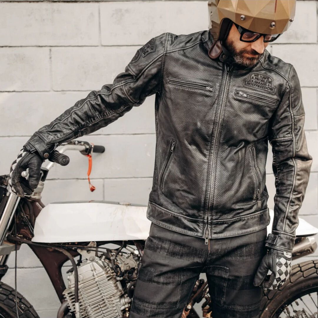 Bild von HolyFreedom Zero Summer perforierte Motorrad Lederjack, schwarz, Größe S für Männer