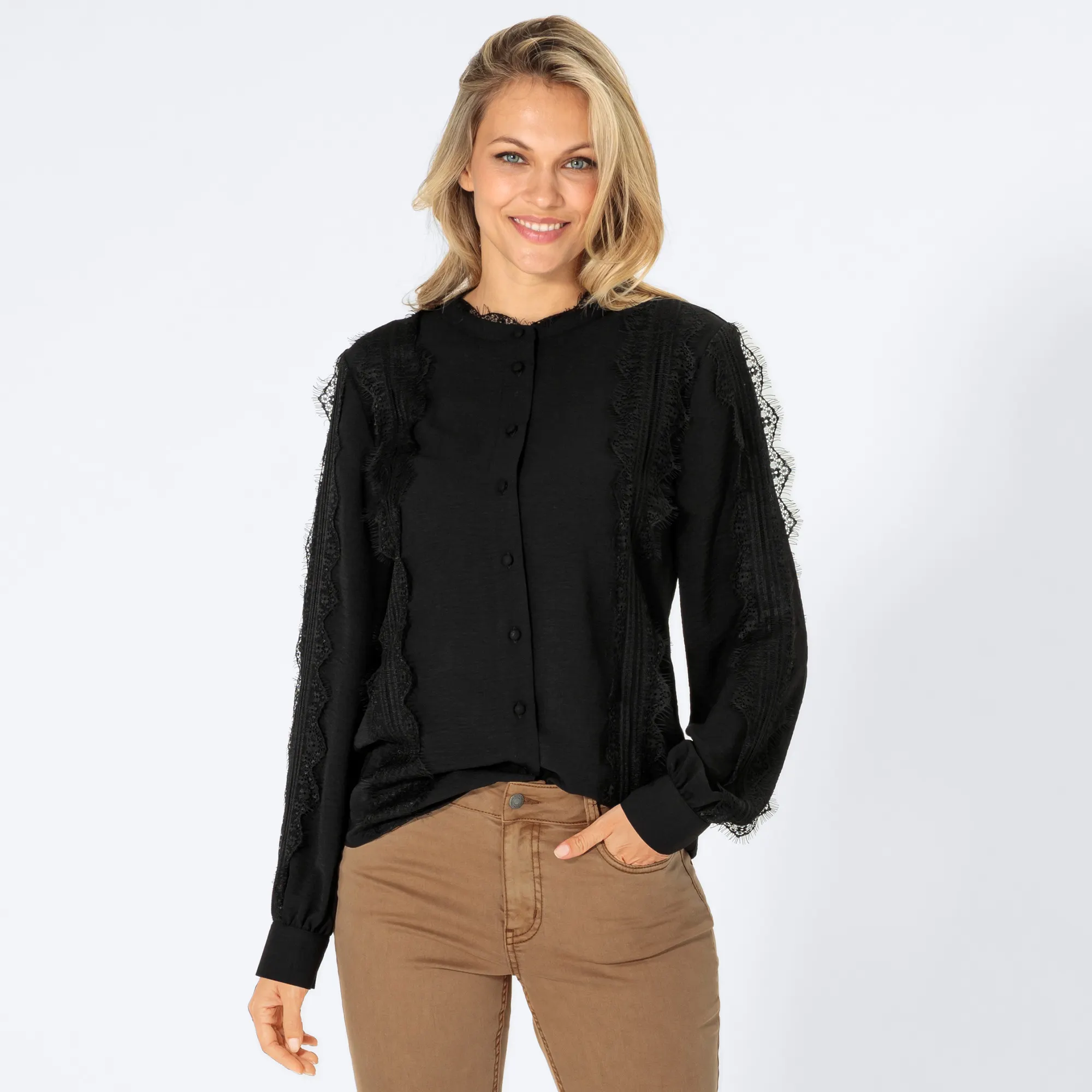 Bild von Damen-Bluse mit Spitzenverzierung