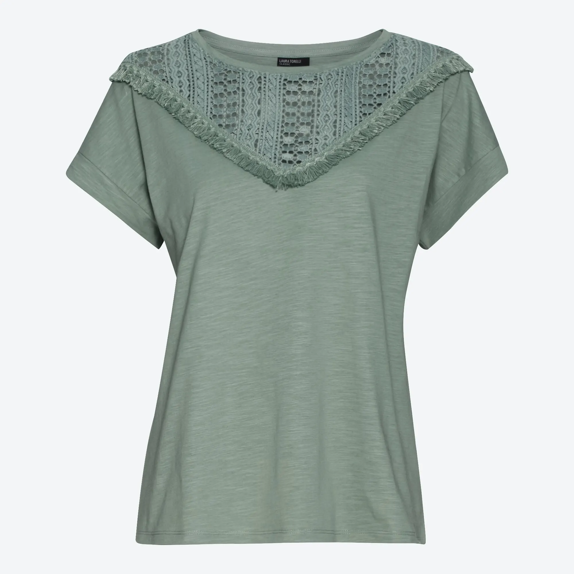 Bild von Damen-T-Shirt mit Makramee-Spitze