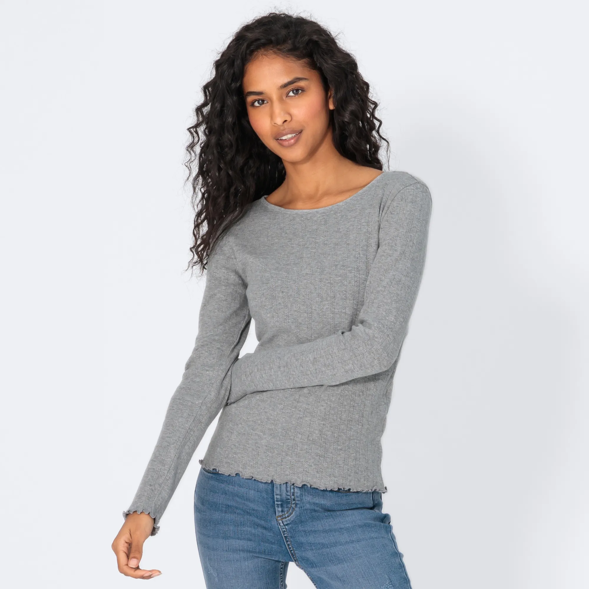 Bild von Damen-Langarmshirt mit Ajour-Muster