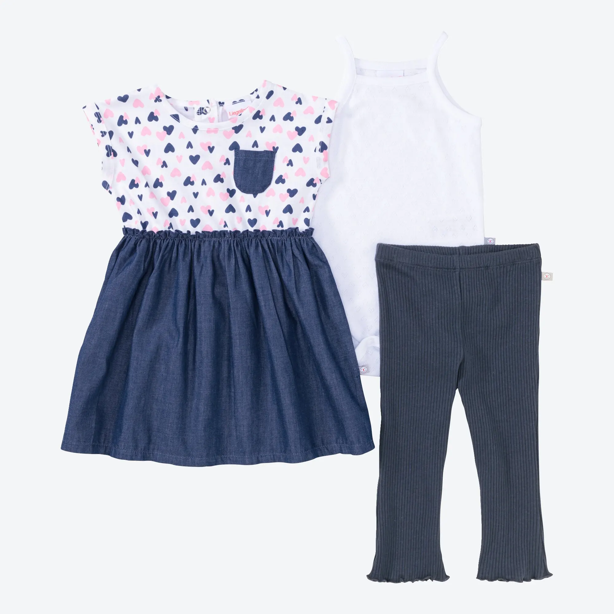 Bild von Baby-Mädchen-Set mit Kleid, 3-teilig