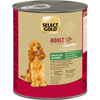 Bild von SELECT GOLD Sensitive Nassfutter Adult Hirsch mit Kartoffeln 24x800 g