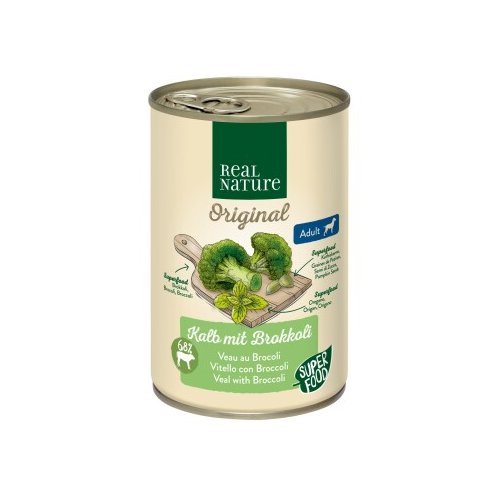 Bild von REAL NATURE Original Superfood Nassfutter für Hunde Adult Kalb mit Brokkoli