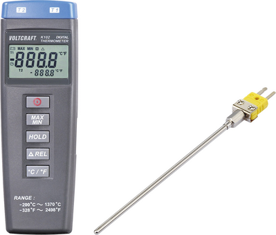 Bild von VOLTCRAFT K102 + TP 200 Temperatur-Messgerät -200 bis +1370 °C Fühler-Typ K