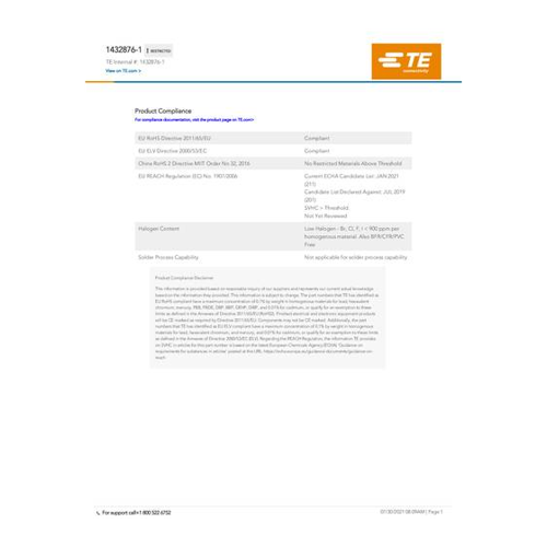 Bild von TE Connectivity 1432876-1 - Hochwertige Schaltungstechnik für Ihr Projekt