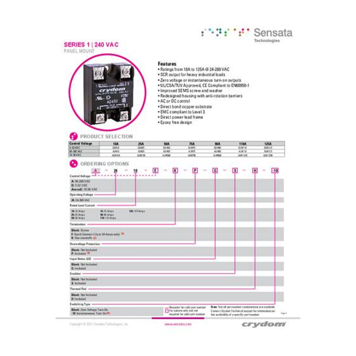 Bild von Crydom Halbleiterrelais D2410F – Effiziente Steuerung mit Halbleitertechnologie