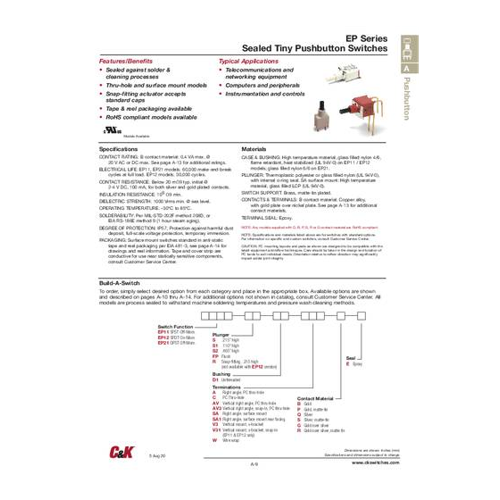 Bild von C & K Switches EP21SD1AVBE Drucktaster – Ein zuverlässiger Begleiter für Ihre Projekte