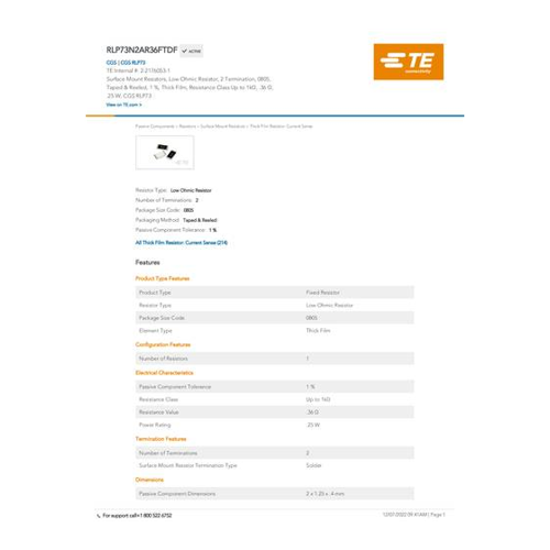 Bild von TE Connectivity 2-2176053-1 0.36Ω SMD Widerstände – Eine eingehende Analyse