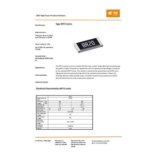 Bild von TE Connectivity 3-1879272-7 – Präzise SMD-Widerstände für vielfältige Anwendungen