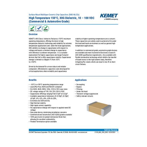 Bild von Kemet Keramik-Kondensator 2500 St. Tape on Full reel