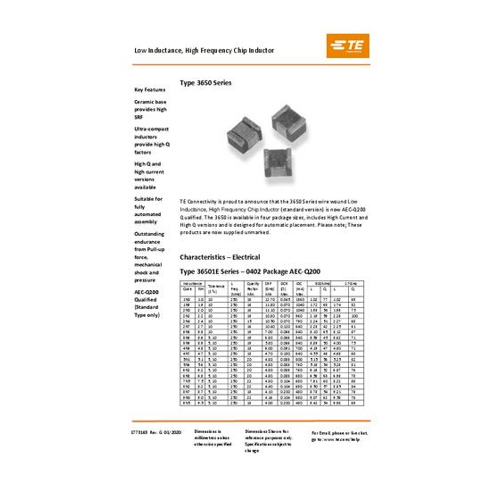 Bild von TE Connectivity Drossel SMD 0402 - Zuverlässige Hochfrequenzkomponente