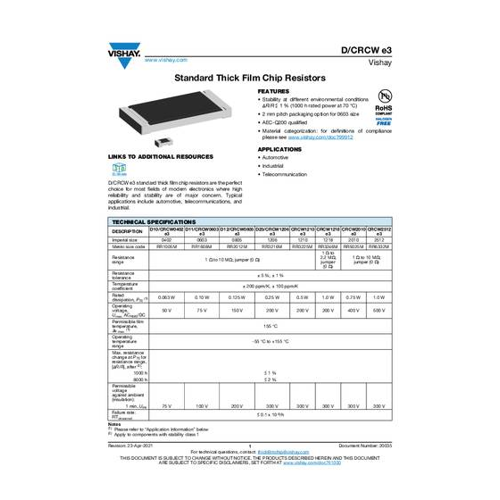 Bild von Vishay CRCW06031M00FKEA Dickschicht-Widerstand 1 mΩ SMD 0603 0.1W 1%
