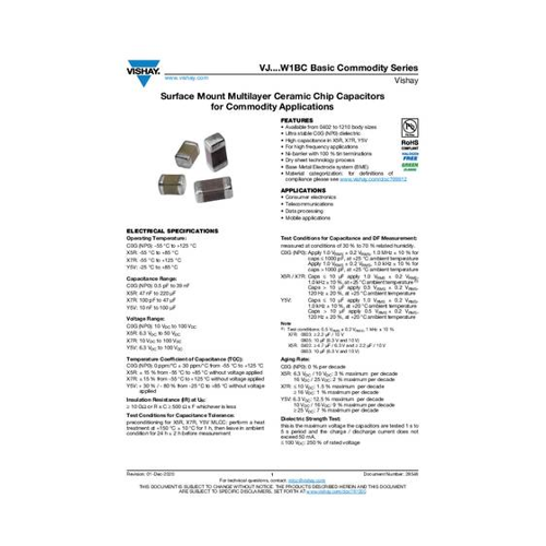 Bild von Vishay Keramik-Kondensator SMD 0402 2.2 nF 50V 15% (L x B x H) 0.04 x 0.02 x 0.02mm