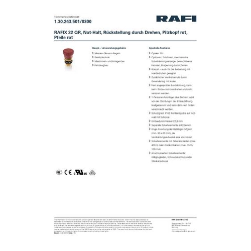 Bild von RAFI RAFIX 22 QR Not-Aus-Schalter – Ihre sichere Wahl für Notfalllösungen