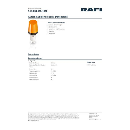 Bild von RAFI 5.49.233.008/1002 Farblos – Ihre Lösung für optoelektronische Bauelemente