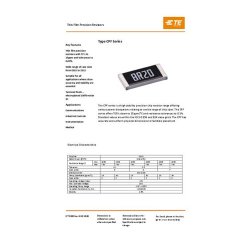 Bild von TE Connectivity 7-1879336-9 1.50kΩ SMD 0603 0.01% 50 ppm - Präzision für höchste Ansprüche