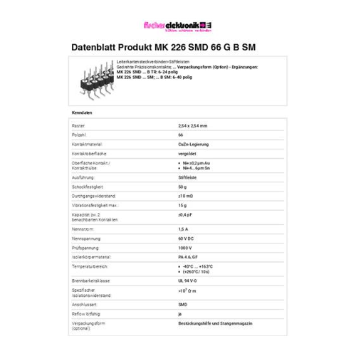 Bild von Fischer Elektronik Stiftleiste (Präzision) MK226SMD66GBSM 10St.