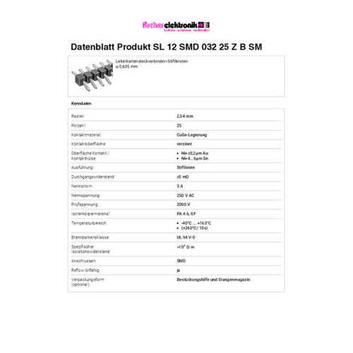 Bild von Fischer Elektronik Stiftleiste (Standard) SL12SMD03225ZBSM