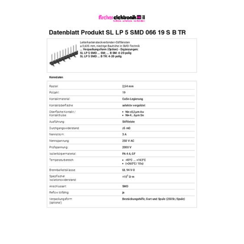 Bild von Fischer Elektronik Stiftleiste (Standard) SLLP5SMD06619SBTR
