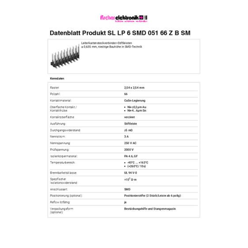 Bild von Fischer Elektronik Stiftleiste (Standard) - SLLP6SMD05166ZBSM 10St.