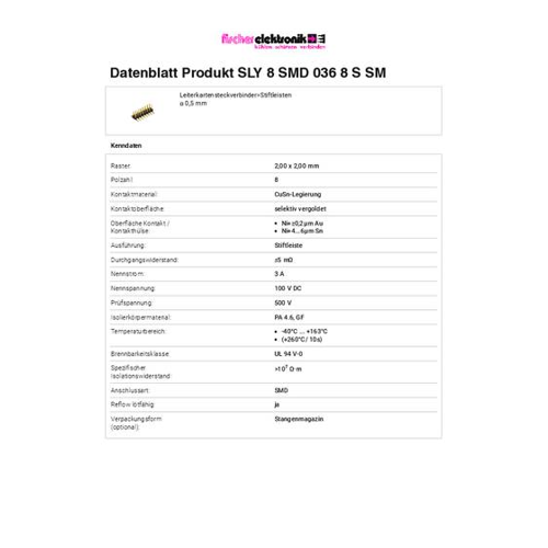 Bild von Fischer Elektronik Stiftleiste (Standard) SLY8SMD0368SSM – Produkt-Check