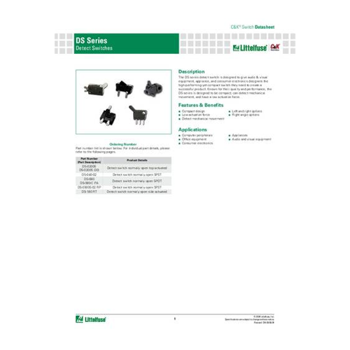 Bild von C & K Switches DS2D6AQ1 Snap Switch DS Interlock Series Drucktaster 1 St. Bulk