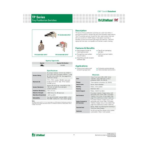 Bild von C & K Switches TP12LTZQE Push button TP Series Drucktaster
