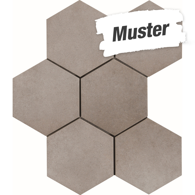 Bild von Muster zur Bodenfliese 'Time Hex' Feinsteinzeug grau 18.2 x 21 cm