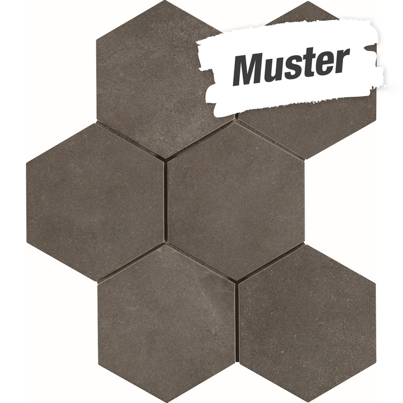 Bild von Feinsteinzeug Bodenfliese 'Time Hex' in Anthrazit | 18.2 x 21 cm