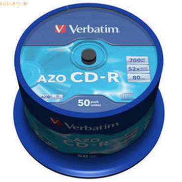 Bild von Verbatim CD-R AZO Crystal, 43343, CD-R, 120 mm, 700 MB, Spindel, 50 Stücke
