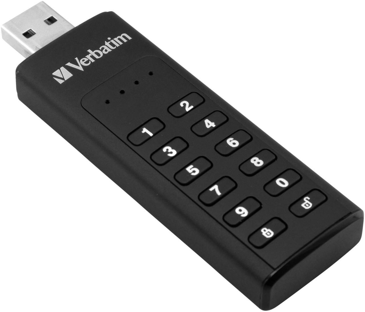 Bild von Verbatim Keypad Secure, 49427, USB-3.0-Stick 32 GB, Datenspeicher mit Passwortschutz, inkl. USB-A zu USB-
