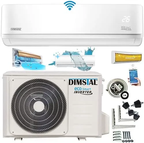 Bild von 24000 BTU Split Klimaanlage und Heizung mit WiFi und Selbstreinigung, inklusive 3 Meter Leitungen