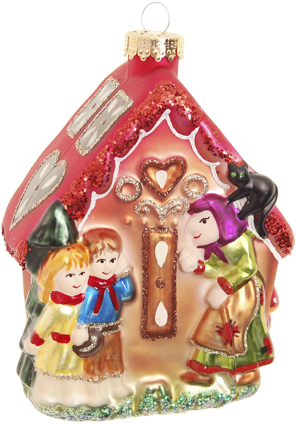 Bild von Krebs Glas Lauscha Christbaumschmuck "Glasornament Lebkuchenhaus mit Hexe, Hänsel & Gretel, Höhe ca. 13 cm", (1 tlg.), Weihnachtsdeko, Weihnachtsbaumkugel, Christbaumkugeln aus Glas
