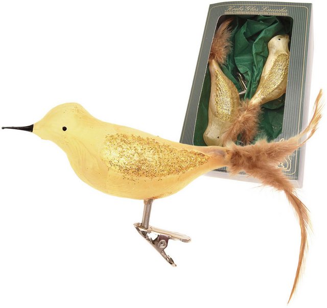 Bild von Krebs Glas Lauscha Weihnachtsbaumklammer »Amsel, Eislack, unversilbert«, (Packung, 2 tlg.), Weihnachtsbaumklammern Glas, mundgeblasen, handgefertigt, Glasvogel