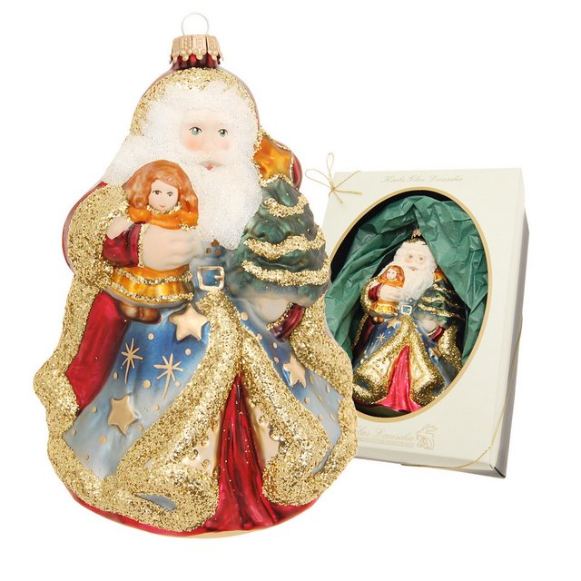 Bild von Krebs Glas Lauscha Christbaumschmuck Multicolor 20cm Weihnachtsmann mit Kind, Glasornament, mundgeblasen