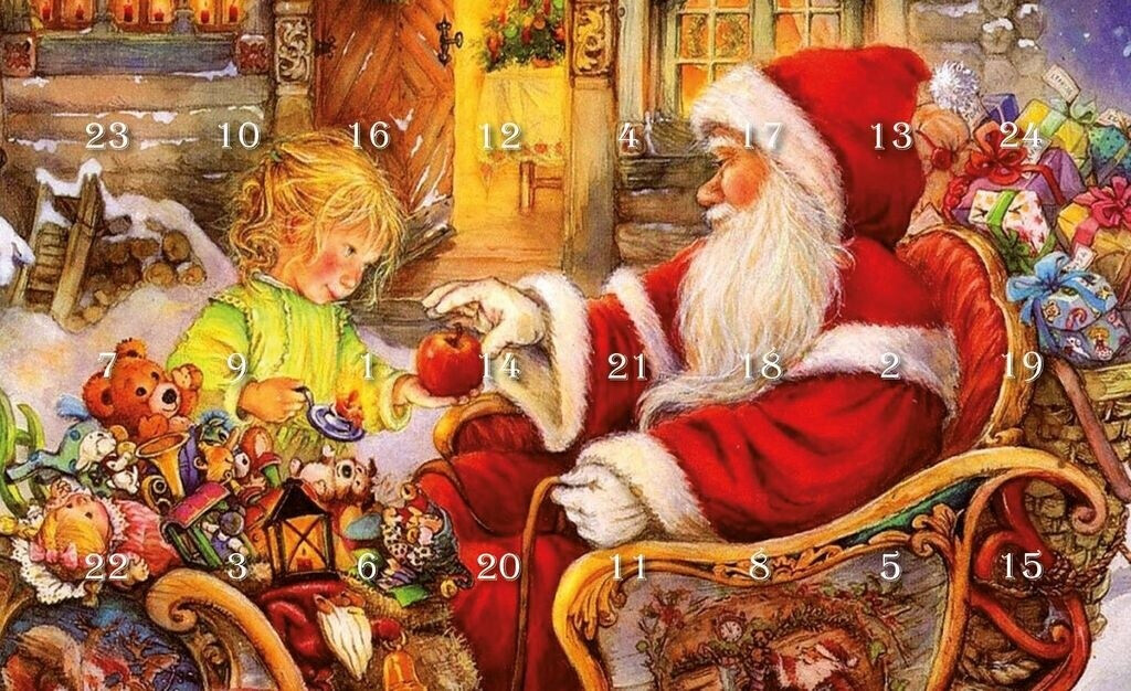 Bild von Krebs Glas Lauscha Adventskalender »Santa im Haus, Weihnachtsdeko«, für Erwachsene, mit Weihnachtsbaumschmuck