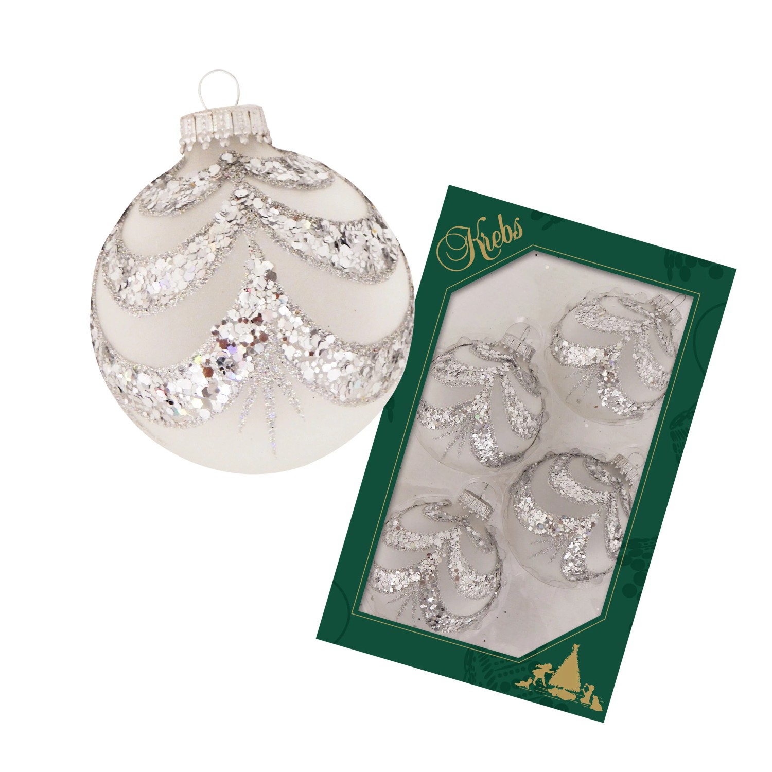 Bild von Krebs Glas Lauscha Weihnachtskugeln mit Bordüren 4er-Set 7cm