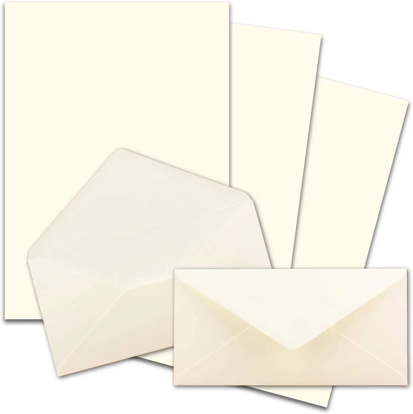Bild von 25er Set Briefpapier DIN A4 mit DIN Lang Umschlägen in naturweiß und mattem Schreibpapier von FarbenFroh by Gustav Neuser