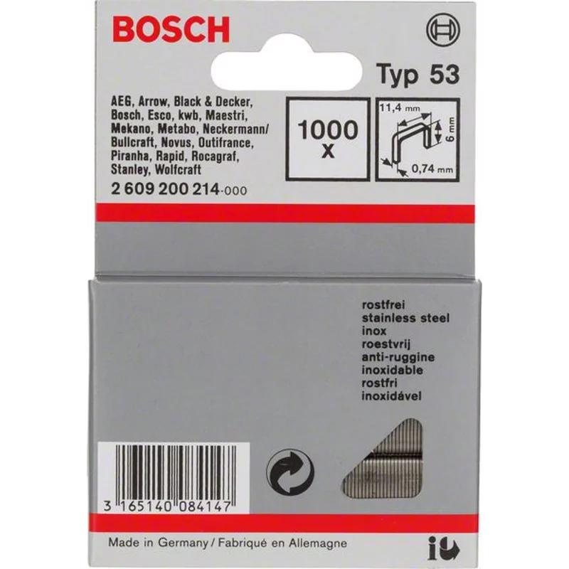 Bild von Bosch 1000 Tackerkl. 6/11;4mm Typ53 rostfrei