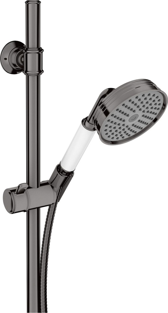 Bild von Strahlart: RainAir	Brausekopfgröße: 100 mm	Halter für Brauseschlauch mit konischer Mutter	AXOR Montreux Wandstange 0,90 m	maximale Durchflussmenge ( bei 3 bar ) 16 l/min	Bohrabstand 915 mm	verchromte Wandstütze aus Metall	bestehend aus:	Axor Montreux Handbrause 100 1jet (16320XXX)	Metallbrauseschlauch 1,60m (28116XXX)